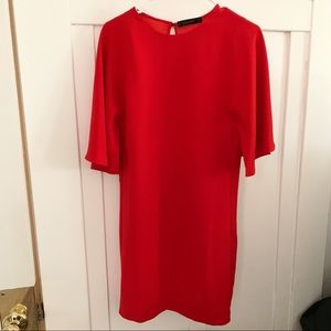Zara Red Flutter sleeve Shift dress